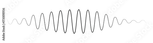Wave one line. Continuous lines waves drawing. Art sound. Hand draw music. Outline audio icon. Concept voice. Sketch black record isolated on white background. Soundwave recording. Vector illustration