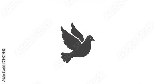 Soaring dove silhouette on white background symbolizing peace and freedom vector illustration