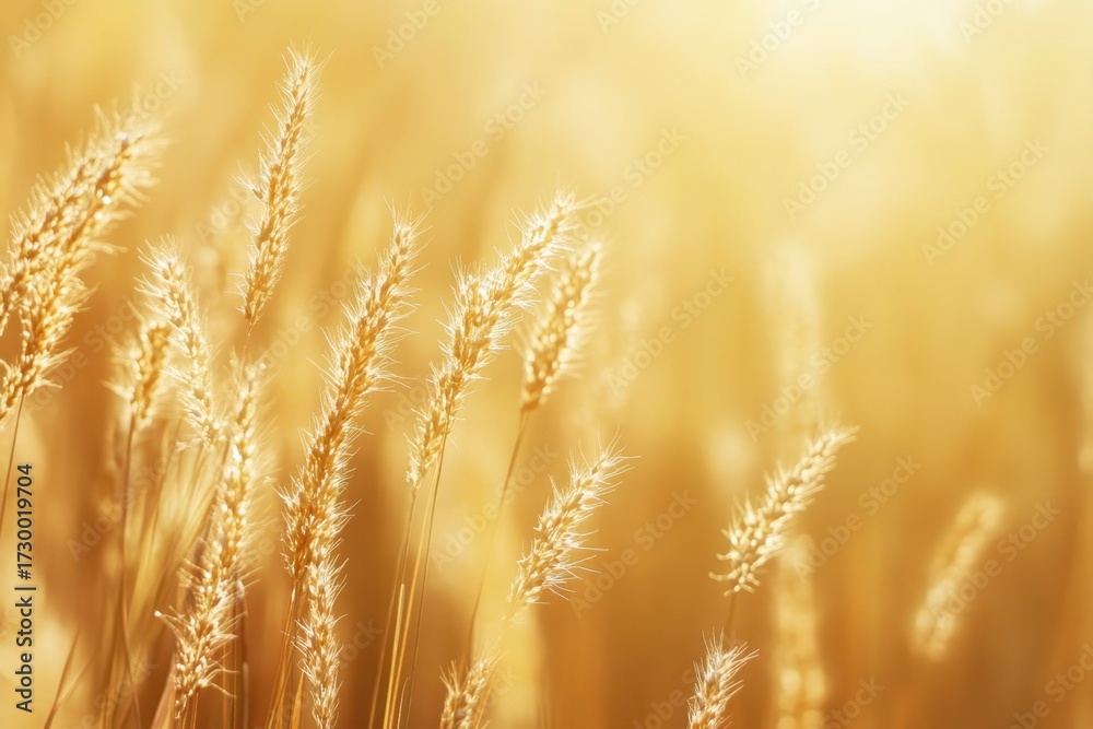 Obraz premium Golden wheat field swaying gently in the warm summer breeze during sunrise