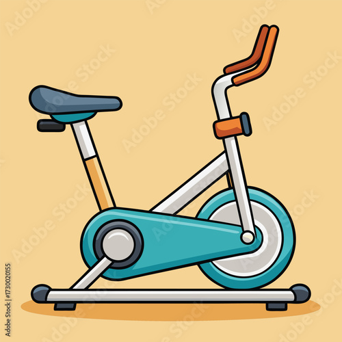 Teal and white stationary exercise bike with orange handles stationary bike spin bike