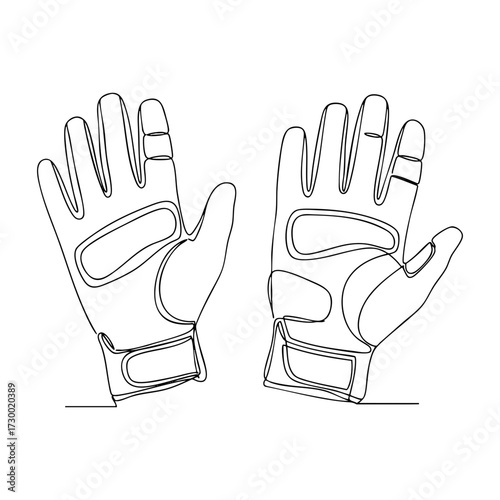Vector line art of protective gloves with reinforced padding for safety, sports or industrial use