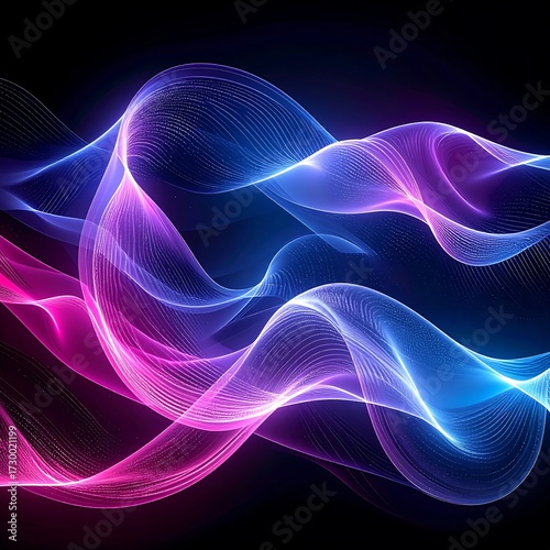 Abstract glowing wavy lines in vibrant colors
