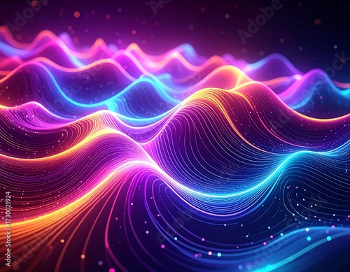 Abstract glowing wavy lines
