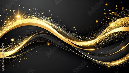 Abstract gold wavy background with dark accents