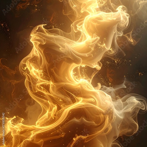 Abstract golden flame-like swirls