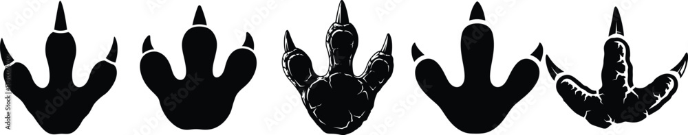Obraz premium Dinosaur Footprint Silhouette Vector set