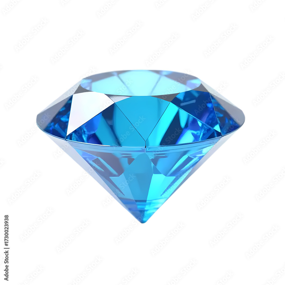 Fototapeta premium 3d Brilliant blue diamond gemstone isolated on transparent background