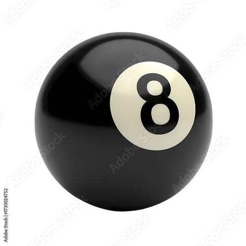 3d Black eight ball billiards pool ball isolated on transparent background