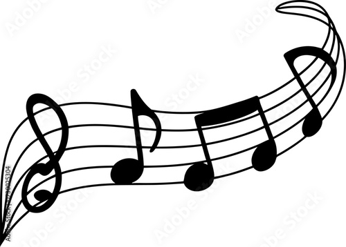 Musical notes flowing on staff simple art