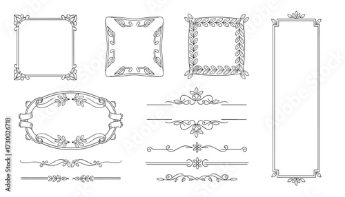 Vector art of collection of elegant vintage ornamental frames and borders 