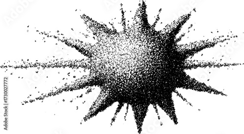 Black explosion star shape with spike texture. Simple vector illustration suitable as an artistic graphic element.