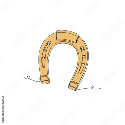 Golden horseshoe illustration on white background