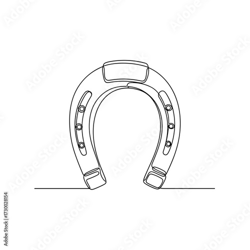 Horseshoe outline drawing in black on white background
