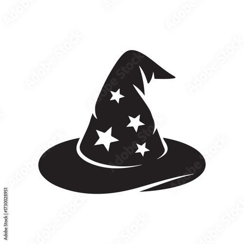Magical wizard hat silhouette with stars for fantasy enchantment and mystical occasions silhouette