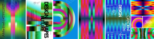 Abstract futuristic vector gradient design with vibrant neon colors, geometric shapes, and modern typography for poster, album cover, digital art, branding, and creative background
