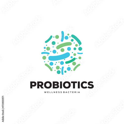 Logo design template vector probiotic bacteria. Healthy nutrition ingredient for therapeutic