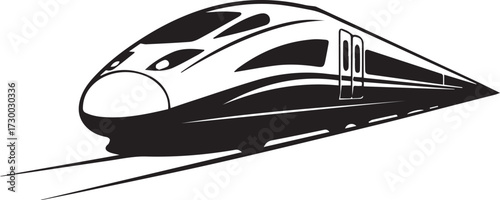High-speed bullet train silhouette speeding on track vector illustration