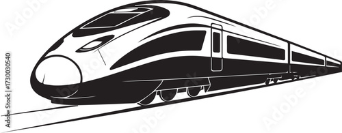 High-speed bullet train silhouette speeding on track vector illustration