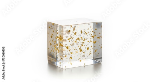 Modern Glycerin Handcrafted Cubed Soap with Gold Flakes, Isolated