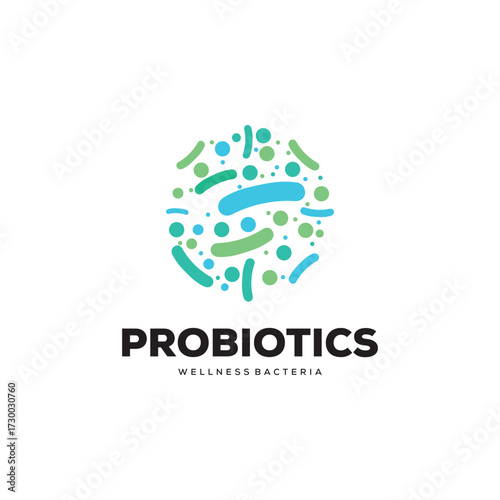 Logo design template vector probiotic bacteria. Healthy nutrition ingredient for therapeutic