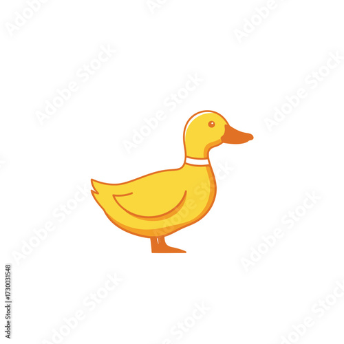 Cute Yellow Duckling with Orange Beak and Feet.