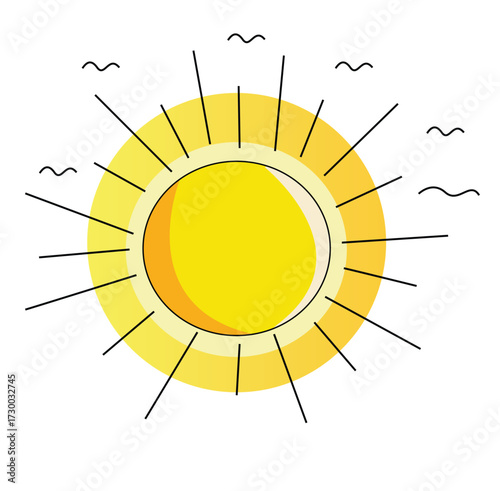 Cute cartoon hand drawn vector sun clipart.