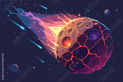 Crisp Asteroid Glowing With Cracks Bold Cosmi Creative Visual