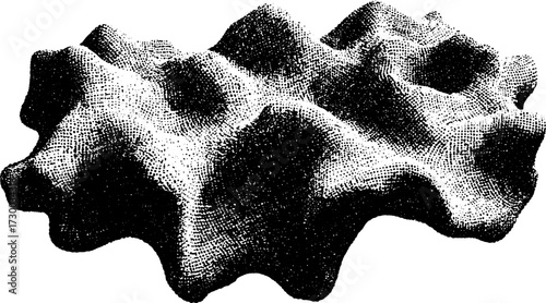 Black mountain shape with textured surface. Simple geometric vector illustration featuring clear contours in a unique design.