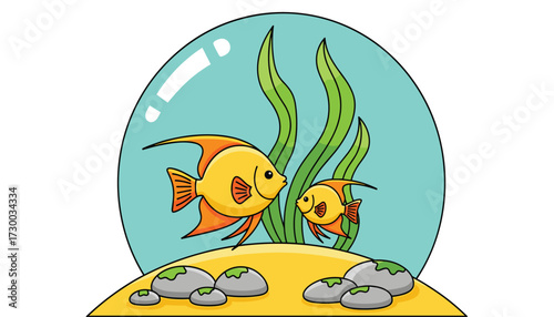 Underwater scene with tropical fish and plants 