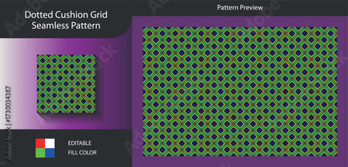 Art of dotted cushion grid seamless pattern design featuring a classic grid layout with dotted accents, creating a versatile and stylish pattern, perfect for home decor and textile projects