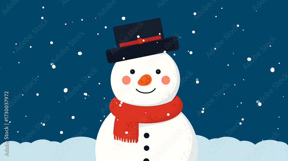 Fototapeta premium Cute snowman illustration winter snow holiday christmas festive season