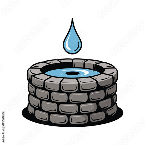 Water well drop aqua isolated transparent background wellspring cartoon comic style