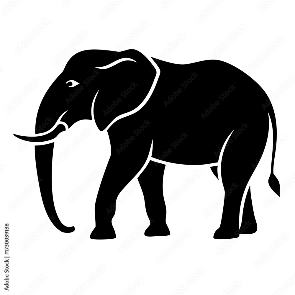 Fototapeta premium Elegant elephant silhouette presents strength and natural beauty, perfect for wildlife conservation, branding, or educational resources with vector origins