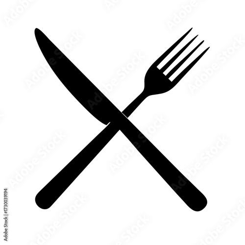 Elegant crossed fork and knife symbol for restaurants, culinary arts, or food blogs, offering a clean, minimalist touch for your design projects