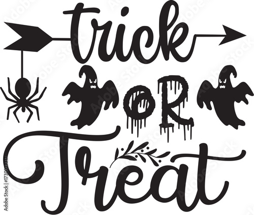 Cute trick or treat lettering for halloween, halloween t shirt design, halloween vector file