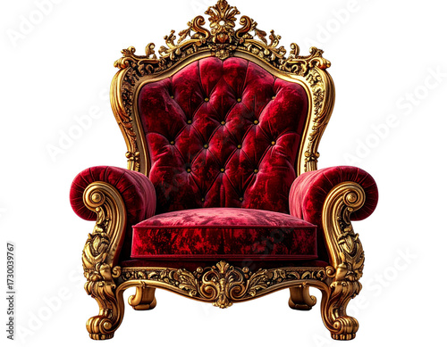 _transparent png background. Ai generated - Set of A grand royal throne chair with red 
