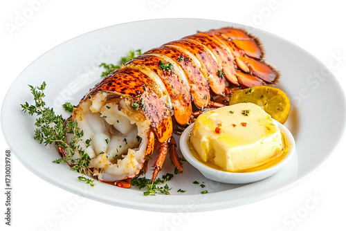 Steamed Lobster Tail with Butter Isolated on Transparent Background