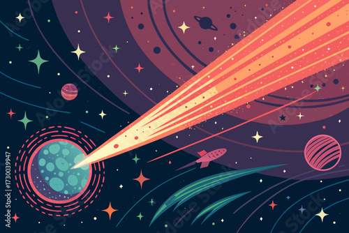 Crisp Comet Glowing With Neon Trail Bold Cosmic Creative Visual