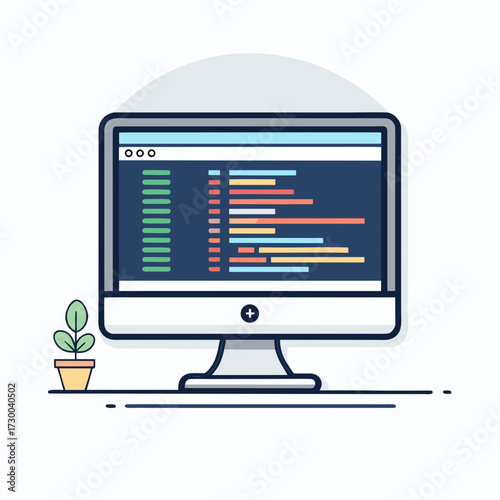 Create Bold Stroke Desktop Monitor With Cod Creative Visual Suitable for Design