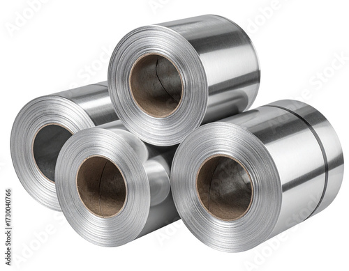 Stainless steel rolls isolated on transparent background v