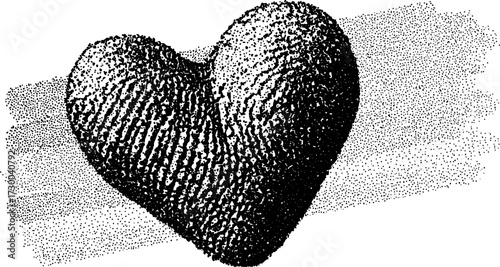 Heart shape with a dotted texture. Monochrome vector illustration set showcasing unique style and simple elements.
