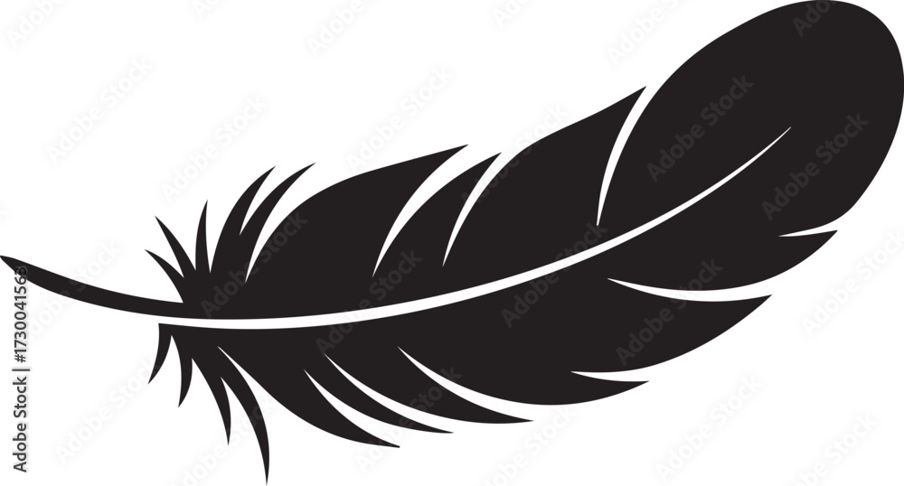Obraz premium Black and white feather silhouette vector illustration flat design art