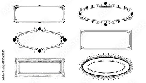 Vector art of collection of six decorative vintage frames and borders 