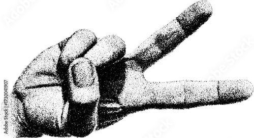 Hand gesture representing peace. Simple black and white vector illustration of a hand in a peace sign.