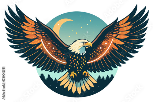 Elegant Eagle Soaring With Glowing Wings Bold Wil High-Quality Stock Image
