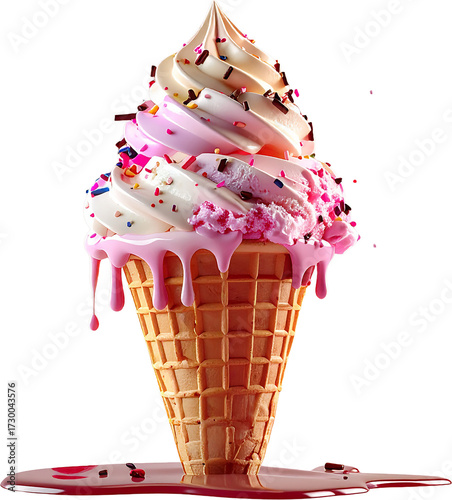 Ice Cream 3D PNG Transparent Background (Isolated on White Background)
