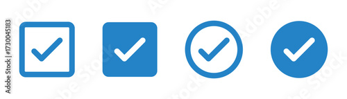 Check box icon with correct, accept checkmark icons tick box checked. Approve symbol. Check mark icon vector design. Blue check mark icon. Blue tick symbol. Vector check icon