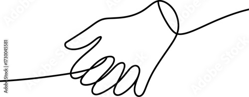 Minimalist line art illustration of a handshake symbolizing trust and connection