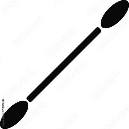 Cotton swab silhouette vector for personal care and hygiene designs
