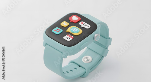 modern smartwatch with social media app icons